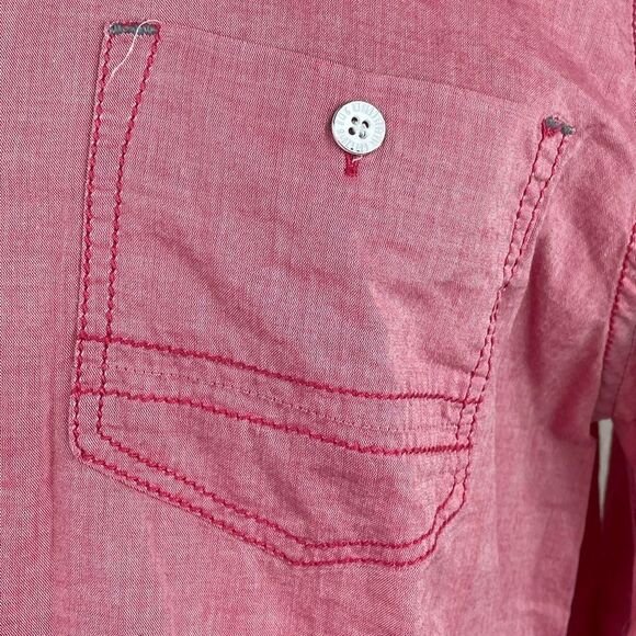 Pre-Owed INC International Concept Womens Button Down Red Shirt Size M - Picture 3 of 7